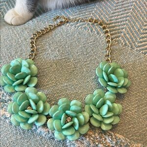 Floral Statement Necklace in Mint Green